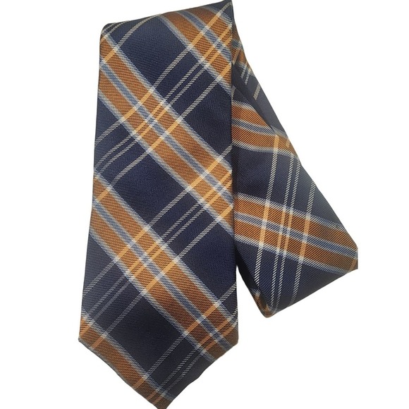 Tommy Hilfiger Diagonal Stripe Plaid Tie 100% Silk - Picture 1 of 3